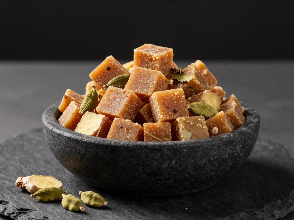 Flavoured Jaggery (Ginger, Cardamom, Tulsi)