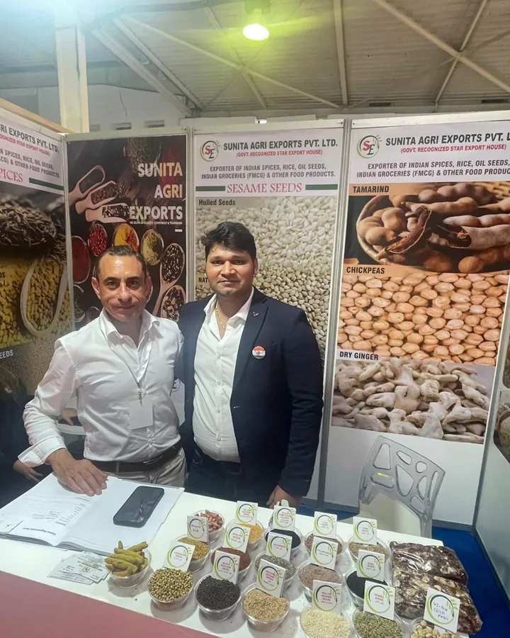 Sunita Agri Exports team meeting buyers at an international food fair