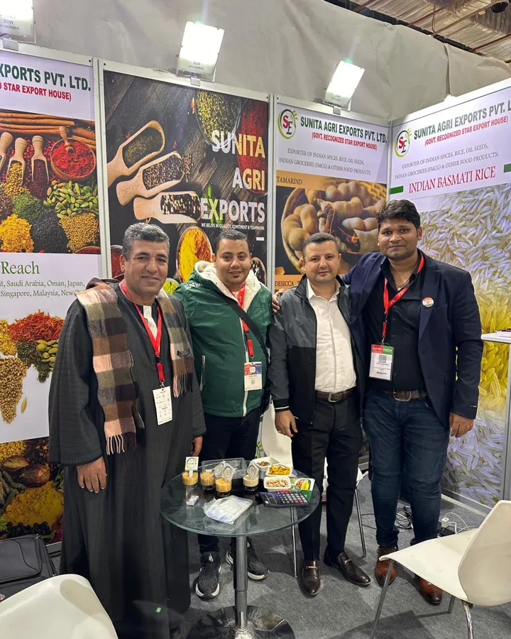 Sunita Agri Exports team meeting buyers at an international food fair
