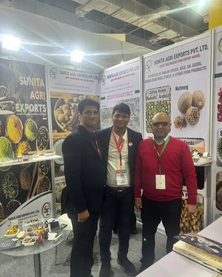 Sunita Agri Exports team meeting buyers at an international food fair