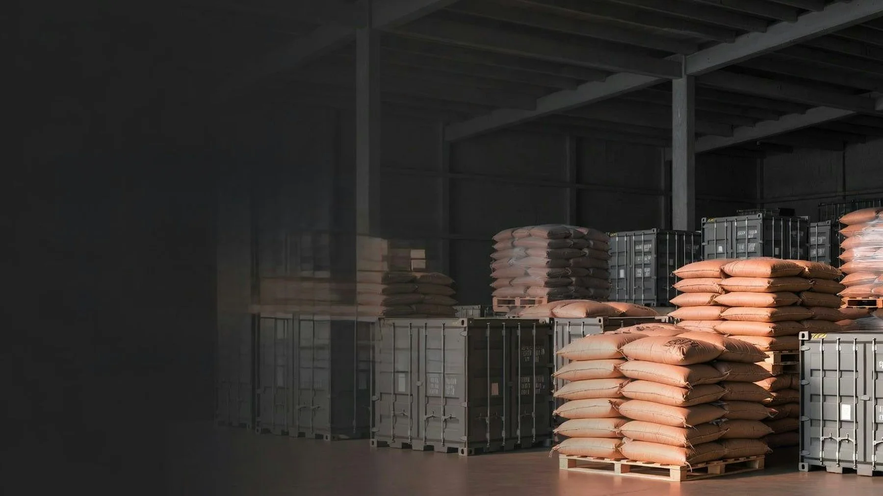 Bagged goods stacked on pallets