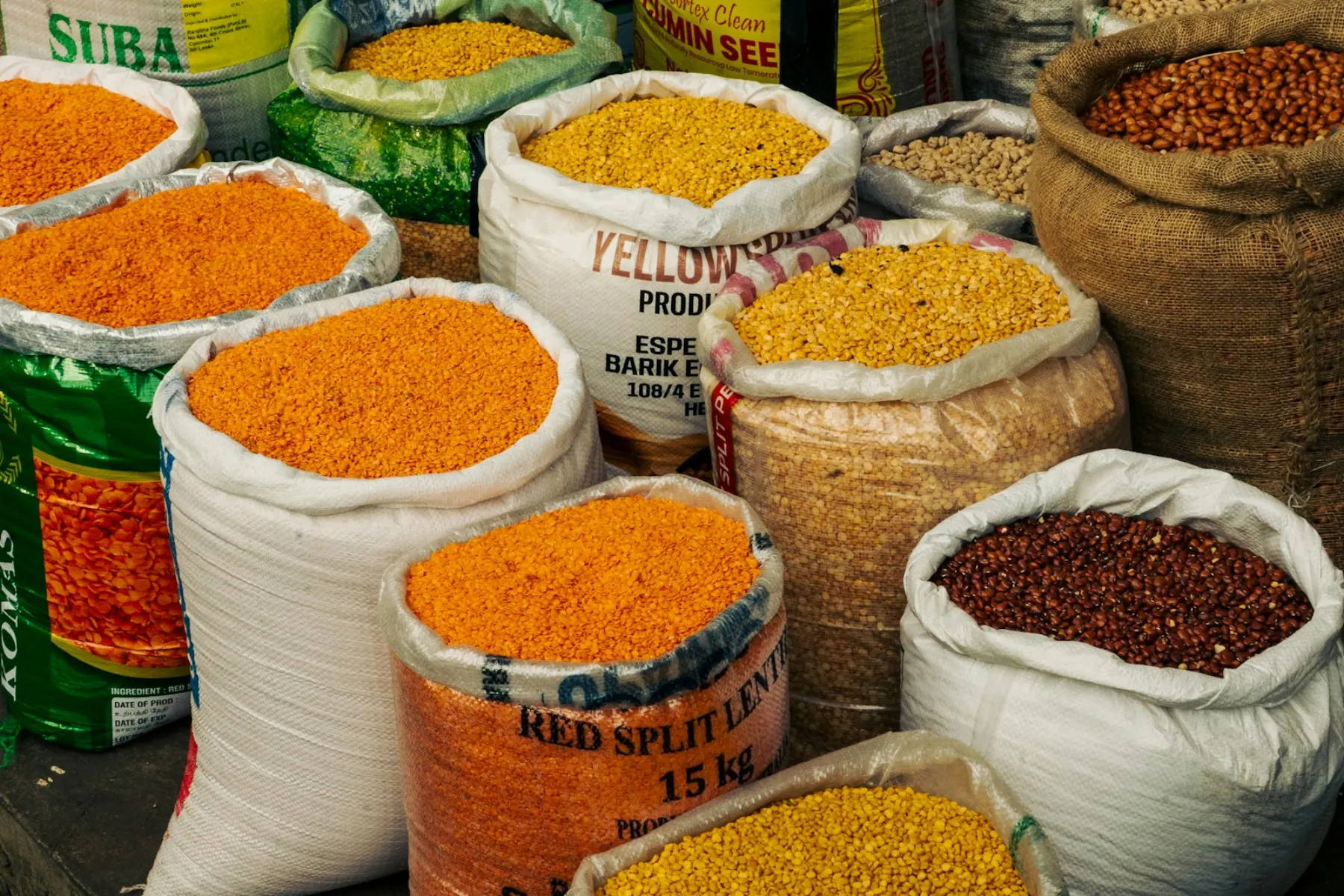 Sacks of Indian spices