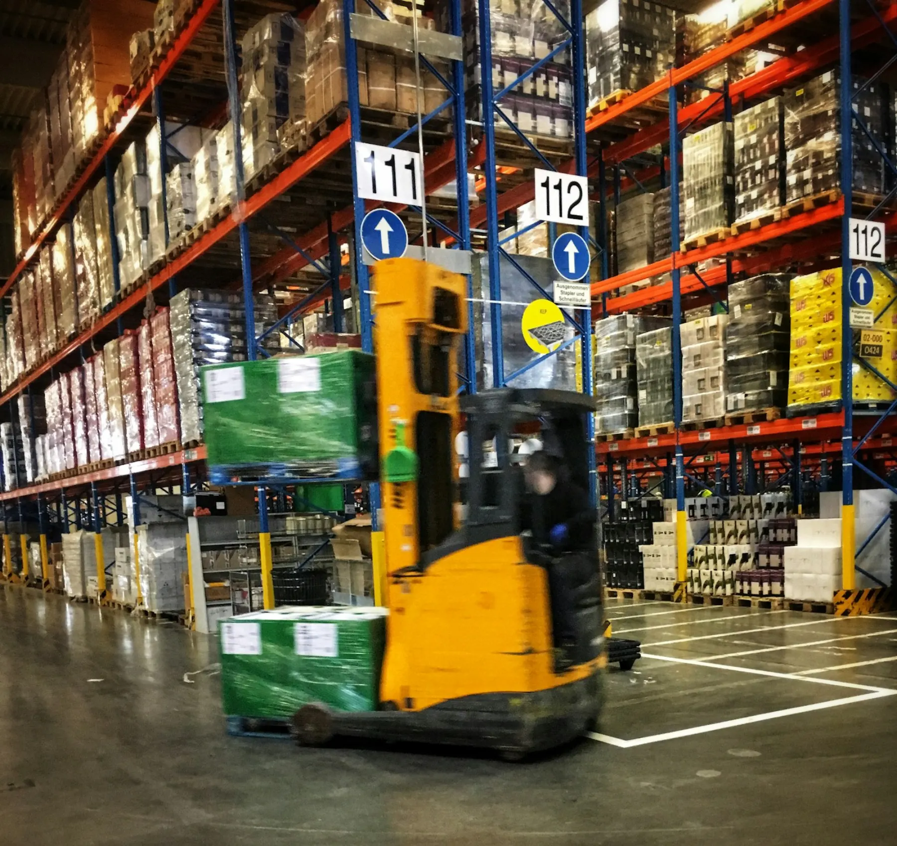 Warehouse with goods ready for container loading